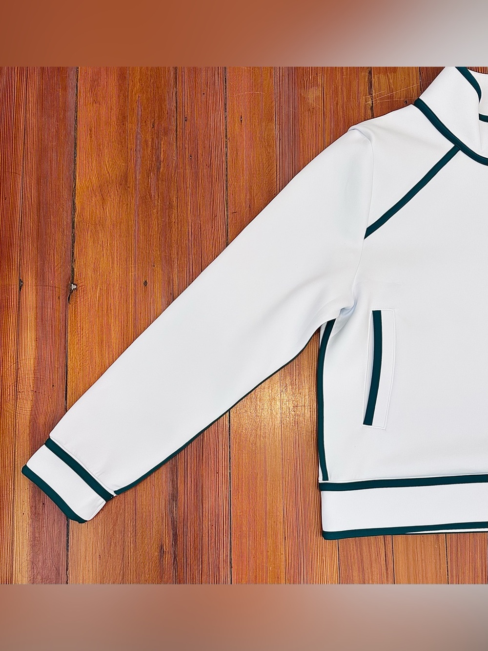 Addison Bay Scuba Light Bainbridge Quarter Zip Sweatshirt, White/Green, Small - Picture 2 of 8